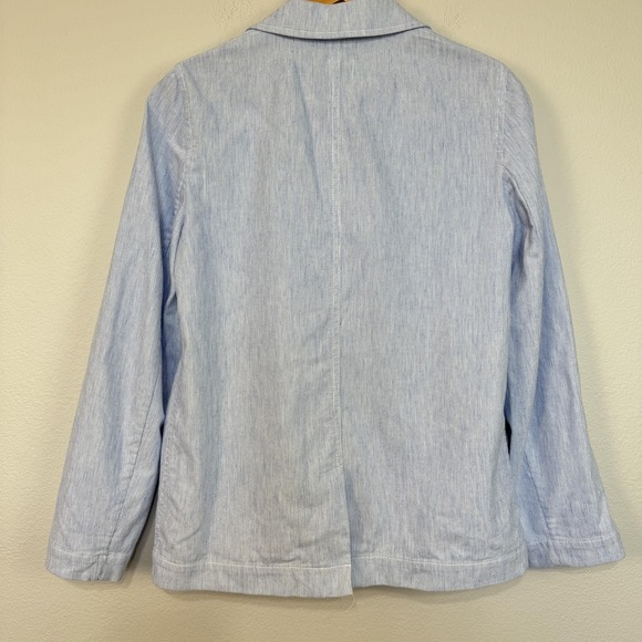 J Crew Blazer Women's 6 Blue‎ Striped Seersucker Linen Blend Lightweight Relaxed - Picture 6 of 15